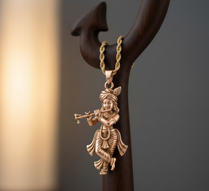 Collar de Cadena de Eslabones Chapado en Oro de 18K y Acero Inoxidable, Uso Diario, Colgante Espiritual de Krishna, Minimalista, Hindú, Moda en Tendencia - Product Image 4