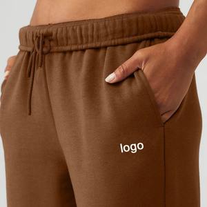 กางเกงวอร์มขาตรงสำหรับผู้หญิงกางเกงวิ่งเอวยางยืดทำจากผ้าฝ้ายโพลีเอสเตอร์ออกแบบได้ตามต้องการ - Product Image 3