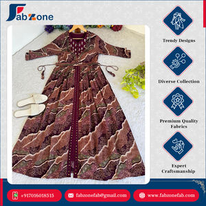 Nouveau designer de style indien travail à la main brodé multi couleur vin tenue de fête superbe robe en tissu de rayonne lourde pour les femmes - Product Image 4
