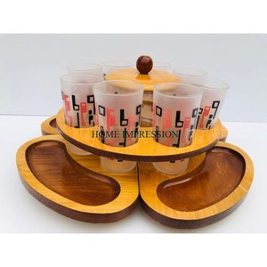 Natural and Solid Bamboo <b>Wooden</b> Wine Rack and Board with Wine Holder Wine Bottle and Glass Holder Round Shape <b>Shelving</b> <b>Unit</b> - Product Image 6