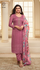 Latest Designer Pure Organza Embroidery Work <b>Kurti</b> Set by Fab Zone for Special Occasions - Product Image 3