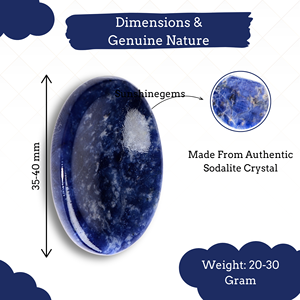 หินโซดาลิทคริสตัลรูปวงรีหินกังวลพลอยนิ้วหัวแม่มือคริสตัลธรรมชาติบำบัดหินนวดเรกิจักระ - Product Image 2