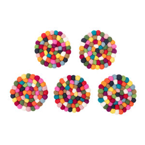 Meilleurs dessous-de-plat et sous-verres en feutre de laine écologiques de style classique himalayen, motifs colorés, 10 cm de diamètre, pour la cuisine et la décoration de la maison - Product Image 5