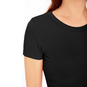 Débardeur côtelé pour femmes adultes en gros, col rond, respirant, séchage rapide, coton/polyester écologique, longueur standard, pour la salle de sport - Product Image 6