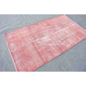 Vintage Rug, 3.6x6.4 ft Turkish Rug, <b>Red</b> Floral <b>Wool</b> Rug - Product Image 2