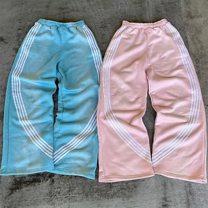 Pantalon de jogging évasé sur mesure pour homme 2k25, taille mi-haute, en molleton French Terry oversize, coupe ample et large, style streetwear avec bande latérale - Product Image 3