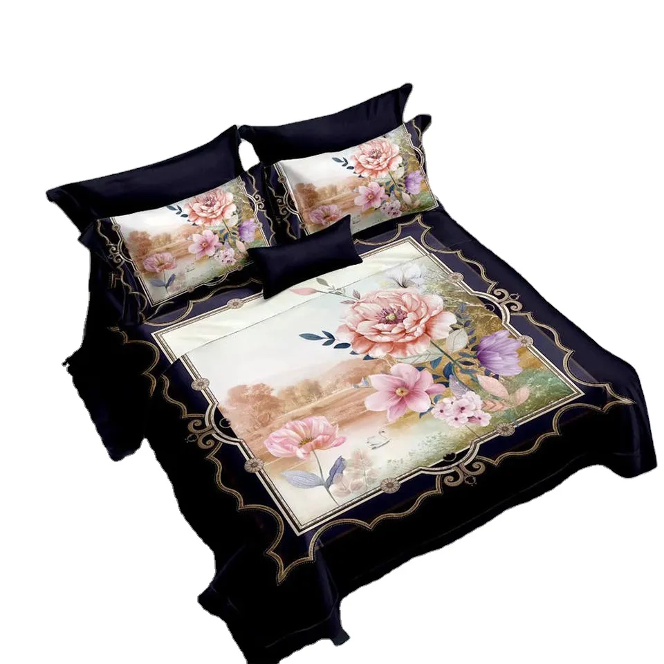 Bed Sheets Wholesale High Quality 2023 Customized Logo Printing New Design Cotton Bedsheet