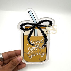 <b>Iced</b> <b>Coffee</b> Girly Acrylic Lash Tiles with Magnets for Eyelash Tweezer Private Logo Sustainable <b>Cup</b> Lash Tile with Black Bow - Product Image 5