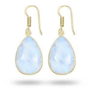 Bijoux pour femmes tendance, boucles d'oreilles pendantes en pierre de lune synthétique arc-en-ciel, bijoux en laiton plaqué or 18 carats, vente en gros 2026 - Product Image 6