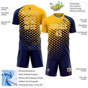 Vente en gros d'uniformes de football avec logo personnalisé, kit de football d'équipe, maillots et shorts en maille de polyester, vêtements de match d'entraînement - Product Image 6