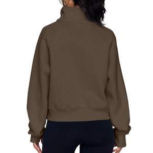 Wholesale High Quality Ladies Half Zip Sweatshirt Loose Fit Mock Neck Pullover Heavyweight Fleece Hoodie Streetwear Fashion 2026 - Product Image 2