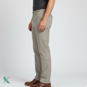 3% ผ้าฝ้าย97% ทอลายทแยงผ้าสแปนเด็กซ์เอวกลางแบนมีซิปด้านหน้าผ้าชิโนระบายอากาศย้อมธรรมดา - Product Image 2