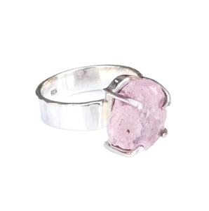 92.5 argent Sterling naturel Morganite pierre précieuse non traitée pierre brute à la main belle bague femmes mignon cadeau - Product Image 1