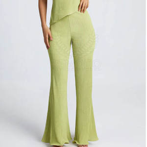 Pantalones Acampanados para Mujer con Logotipo Personalizado, Cintura Elástica, Ajuste Ceñido, Cintura Alta, Algodón Transpirable, Casuales y Elegantes, Venta al Por Mayor - Product Image 1