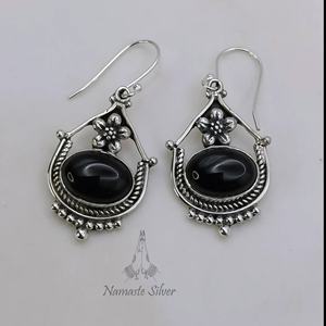 Pendientes de Ónix Negro, Plata de Ley 925: Joyería Colgante Hecha a Mano, Piedra de Nacimiento de Julio - Product Image 3