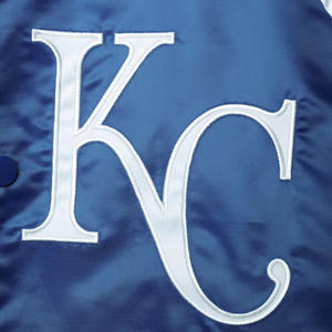 Chaqueta personalizada de satén Kansas Royals, chaqueta de béisbol azul real para hombre, chaqueta universitaria teñida con letras de seda a presión completa - Product Image 6