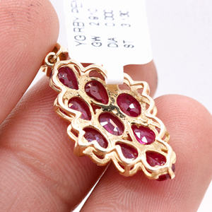 จี้อัญมณีทับทิมธรรมชาติทองคำบริสุทธิ์14K สีเหลืองเครื่องประดับหินบำบัดสันติภาพที่ไม่เหมือนใครได้รับการรับรองสำหรับปาร์ตี้ - Product Image 4