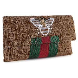 Handcrafted Designer Luxury <b>Vintage</b> Style Lady's Clutch Multicolor Beadwork Embroidery Animal Print <b>Button</b> Closure Portable - Product Image 4