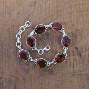 Bracelet réglable en argent sterling 925 avec quartz pastèque, 7 pierres, forme ovale, bijoux en pierres précieuses faits à la main, cadeau - Product Image 4