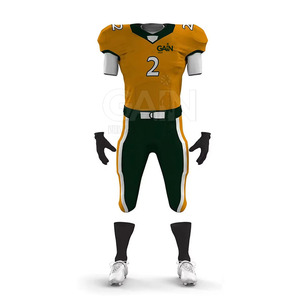 Uniformes de football américain à manches courtes respirants à prix avantageux pour hommes, personnalisables, tissu 100% polyester 300g, nom d'équipe personnalisé - Product Image 2