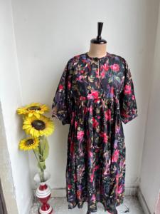 Robe en pur coton indien bloc imprimé coloré été terreux élégant confortable vêtements de jour tenue de plage Boho Maxi robe cadeau pour elle - Product Image 2