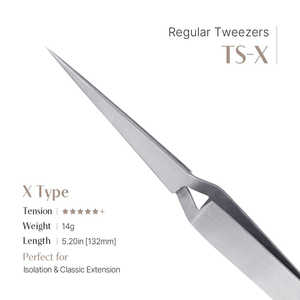 Pince à épiler régulière en forme de X TS-X en acier inoxydable avec pointes en fibre pour extensions de cils et application de volume - Product Image 2