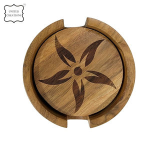 Top Selling Custom Natural Wood <b>Cork</b> <b>Coasters</b> Unique Flower Design round Wooden <b>Coasters</b> Classic Style - Product Image 4