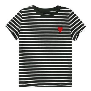 Nouveauté T-shirts d'été pour femmes, style décontracté, col rond, ourlet inférieur brodé de lettres, 220GSM, personnalisés - Product Image 1
