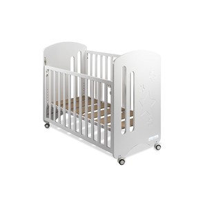 Cuna Moderna Blanca para Colchón de 60X120, Diseño NEW STAR, Material de Madera para Bebés y Niños - Product Image 1