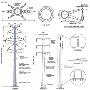 Tubes en acier haute résistance sans soudure et soudés pour sections de mât de transmission, formant la tour monopôle conique de distribution d'énergie - Product Image 2