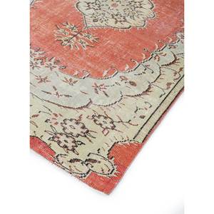 Tapis en laine vintage 9x12 rouge et orange, noué à la main, motif médaillon, pour usage domestique, salon ou couloir, modèle Pae-2909 - Product Image 2