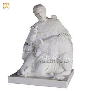 Statue de Saint François-<span class=keywords><strong>Xavier</strong></span> en marbre blanc grandeur nature, sculpture religieuse catholique en pierre pour la décoration de jardin d'église - Product Image 4