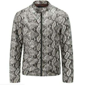 Wholesale Stylish High Quality <b>Casual</b> Breathable Trendy <b>Mens</b> Outerwear Premium Design <b>Men</b> Snake Print Leather Winter <b>Jacket</b> - Product Image 4