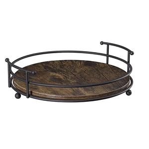 Bandeja de servicio de madera de acacia ecológica moderna con asas de metal Decoración de fiesta y boda de estilo americano - Product Image 5