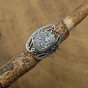 Titanio druso piedra preciosa cojín corte 925 plata esterlina bisel conjunto anillo hecho en genuino 925 anillos de plata diseño de moda - Product Image 1