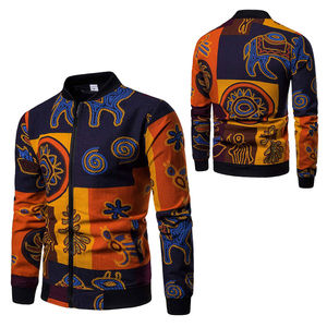Chaqueta Bomber con Estampado Africano para Hombre, Cierre de Cremallera, Manga Larga, Estilo Casual Urbano, Ligera, Moderna y Elegante - Product Image 3