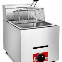 Friteuse professionnelle au gaz GPL 6L, à poser sur comptoir, panier unique, en acier inoxydable, pour hôtels, restauration et poulaillers