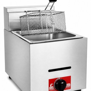 Commercial LPG Gas Deep Fryer 6L Countertop Single <b>Basket</b> Stainless Steel for Hotel Catering Fried Chicken Shop - Product Image 1