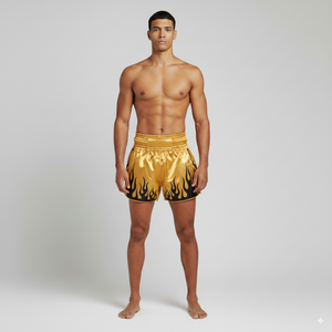 Short Muay Thai personnalisé et personnalisé, short OEM en satin léger d'usine pour les combats de boxe et de MMA - Product Image 2