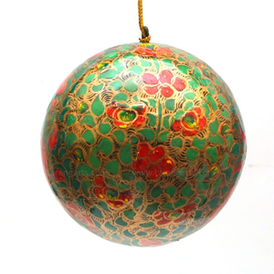 Bright papier mache <b>Christmas</b> balls with <b>candy</b> cane stripes and peppermint swirl designs for sweet, festive-<b>themed</b> decorations - Product Image 3