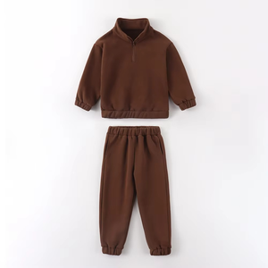 Logo personnalisé OEM enfants survêtements garçons et filles polaire fermeture éclair sweat-shirt tenue de jogging enfant survêtements ensemble de vêtements - Product Image 2