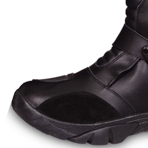 Ensemble de bottes de moto en cuir noir de qualité supérieure pour hommes, fabriquées avec des matériaux de haute qualité et une semelle durable et résistante, forte adhérence - Product Image 5