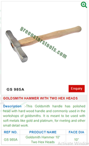 GREEN STARS SA PVT LTD GS 985A Martillo de madera con dos cabezas hexagonales Goldsmith Herramientas de joyería para trabajos de joyería - Product Image 2