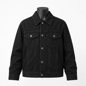 <b>Men</b> Casual Canvas <b>Denim</b> <b>Jacket</b> 100% Cotton Windproof Outerwear <b>for</b> Winter with Front Logo <b>Men</b> Casual Canvas <b>Denim</b> <b>Jacket</b> - Product Image 1