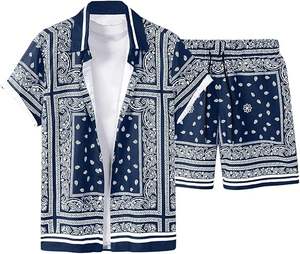 Conjunto de Dos Piezas al por Mayor, Camisa de Manga Corta y Pantalones Cortos a Rayas, Moda Primavera-Verano, Conjunto Masculino de Lujo - Product Image 2