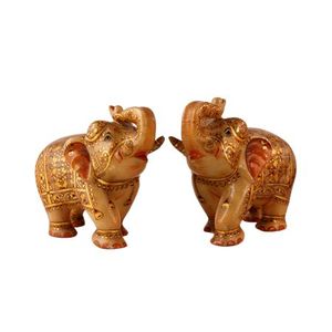 Estatuilla de Elefante Dorado de mármol indio hecho a mano, piezas decorativas, artículos de decoración para el hogar, SNE-233 - Product Image 2