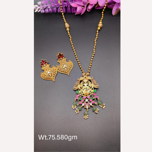 Plata de Ley 925, joyería chapada en oro, conjunto de collar nupcial, joyería para mujer, joyería étnica india, pendientes tradicionales Jadau - Product Image 5