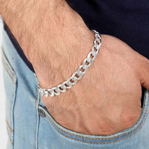 Bracelet gourmette CLARA en argent sterling 92,5 avec diamant, plaqué or 14 carats et rhodium, 8,5 pouces, 22 g, anti-ternissement, cadeau pour hommes et garçons - Product Image 4