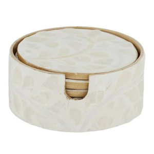 Posavasos redondo con Incrustaciones de nácar de alta calidad con soporte, mesa de diseño elegante, hecho a mano al por mayor de Vietnam - Product Image 1