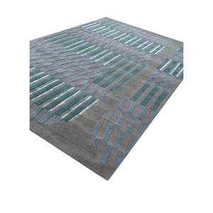 พรมขนสัตว์ทอมือสีเบจและสีน้ำตาล ลายเรขาคณิต สำหรับห้องนั่งเล่น ทางเข้าบ้าน และโถงทางเดิน-Tra-14898 ขนาด 9x12 ฟุต รูปทรงสี่เหลี่ยมผืนผ้า - Product Image 2